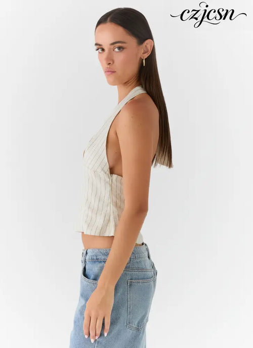 Amiera Halter Top - Desert Stripe - Halter Tops