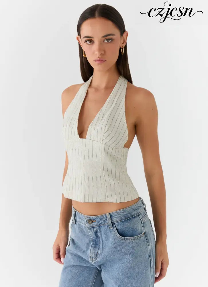 Amiera Halter Top - Desert Stripe - Halter Tops