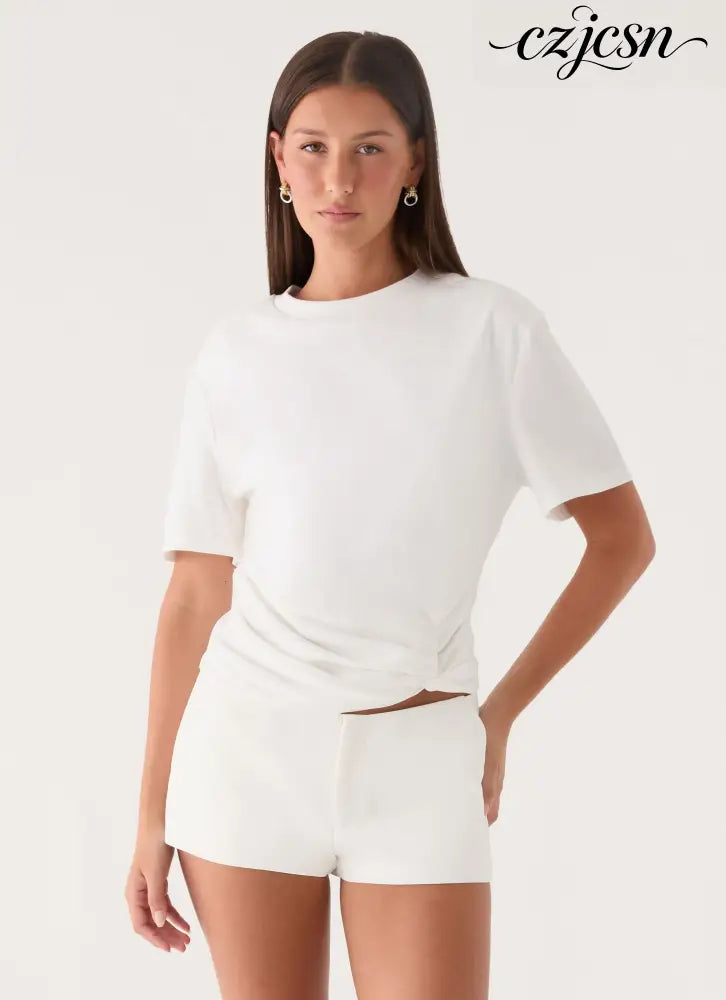 Anora Tee - White - Basic Tops