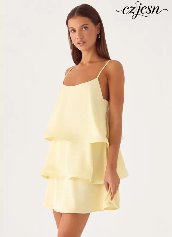 Becka Mini Dress - Yellow - Mini Dresses