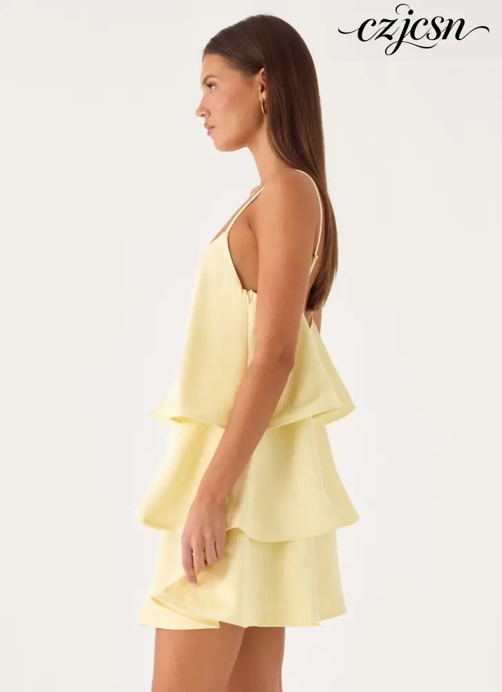 Becka Mini Dress - Yellow - Mini Dresses