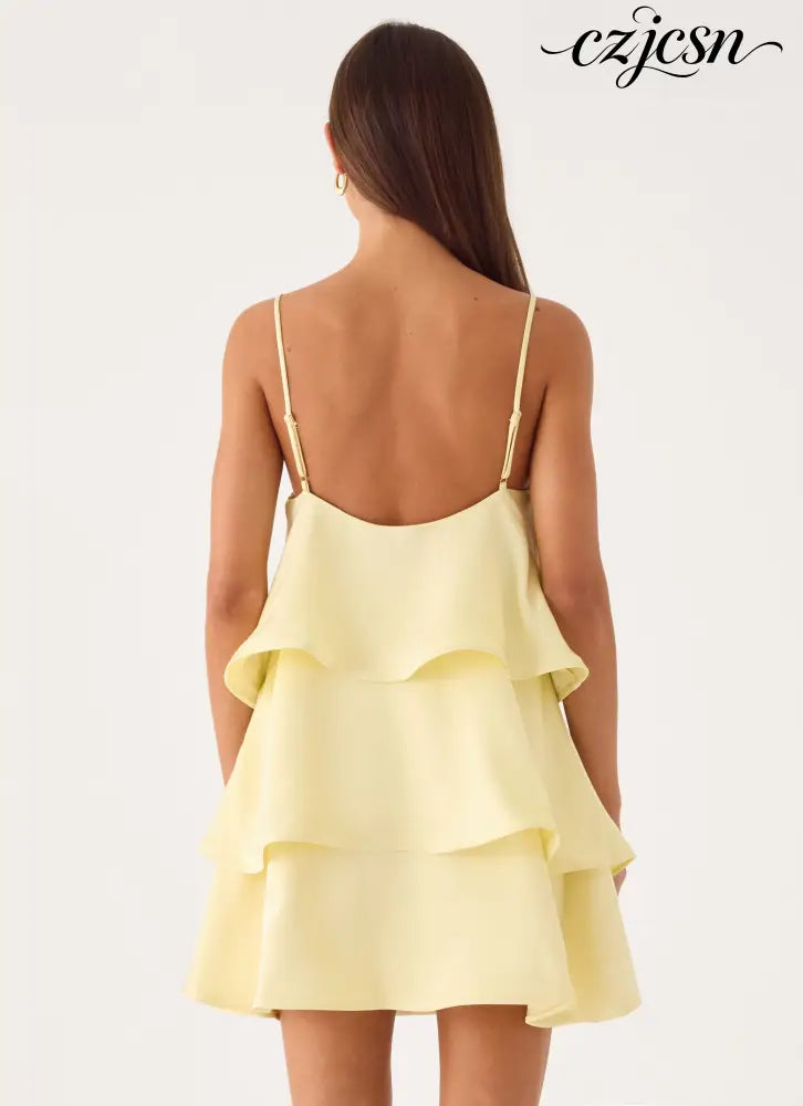 Becka Mini Dress - Yellow - Mini Dresses