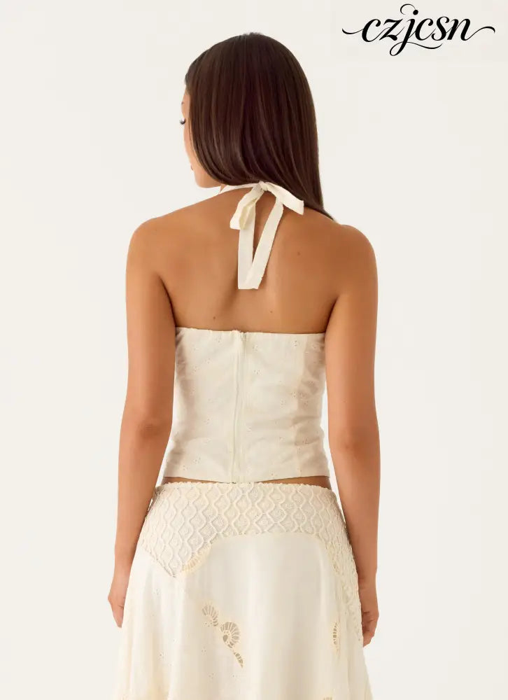 Cheryl Bustier Halter Top - Ivory - Bustiers