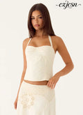 Cheryl Bustier Halter Top - Ivory - Bustiers