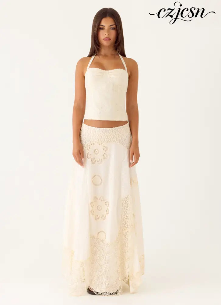 Cheryl Bustier Halter Top - Ivory - Bustiers