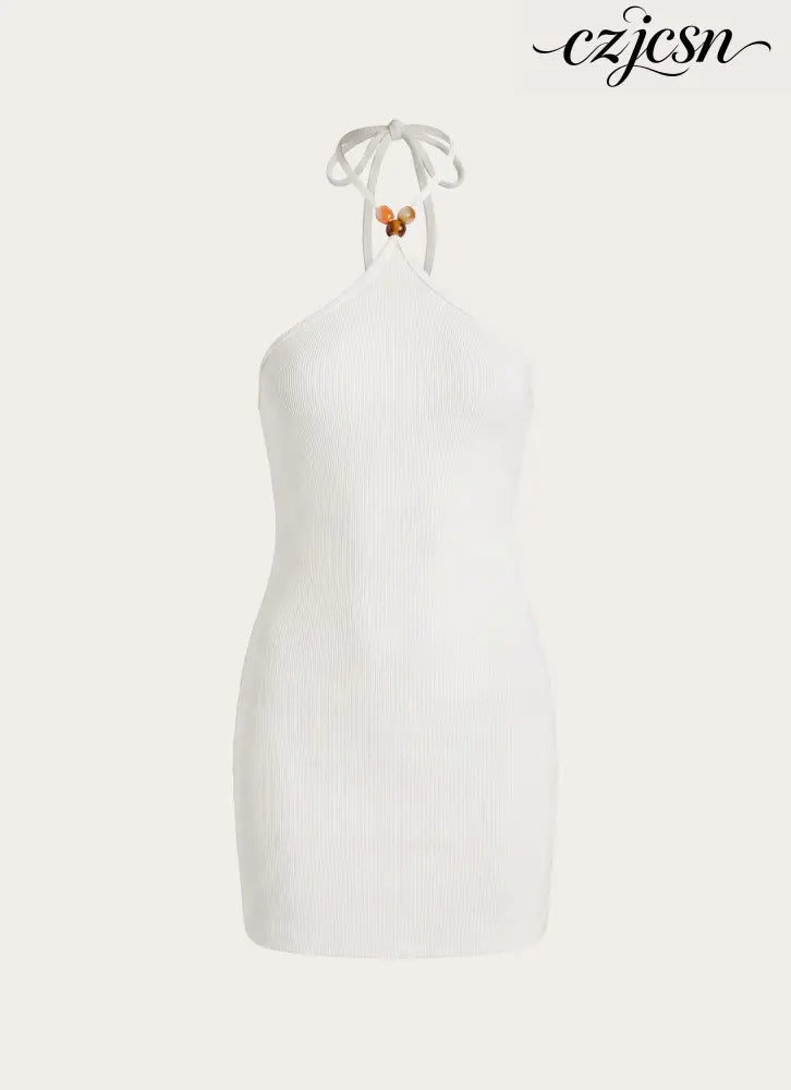 Cocobana Knit Mini Dress - White - Mini Dresses