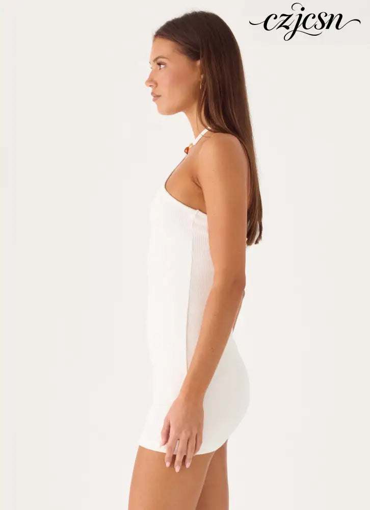 Cocobana Knit Mini Dress - White - Mini Dresses