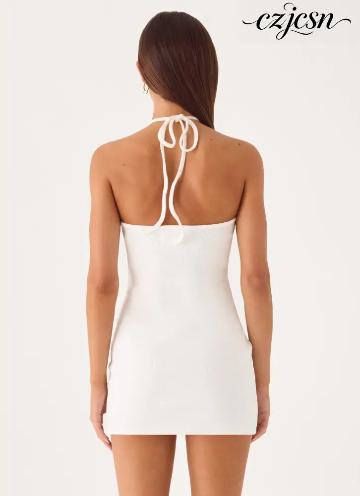 Cocobana Knit Mini Dress - White - Mini Dresses