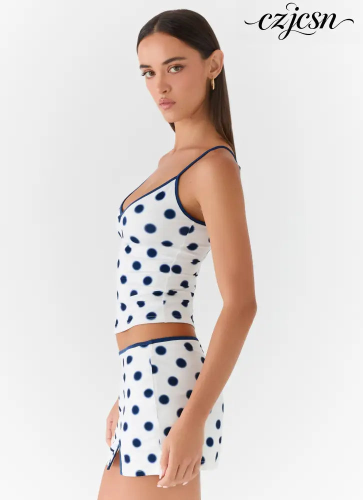 Elliot Top - Porcelain Blue Polka Dot - Tops