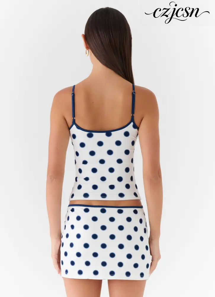Elliot Top - Porcelain Blue Polka Dot - Tops