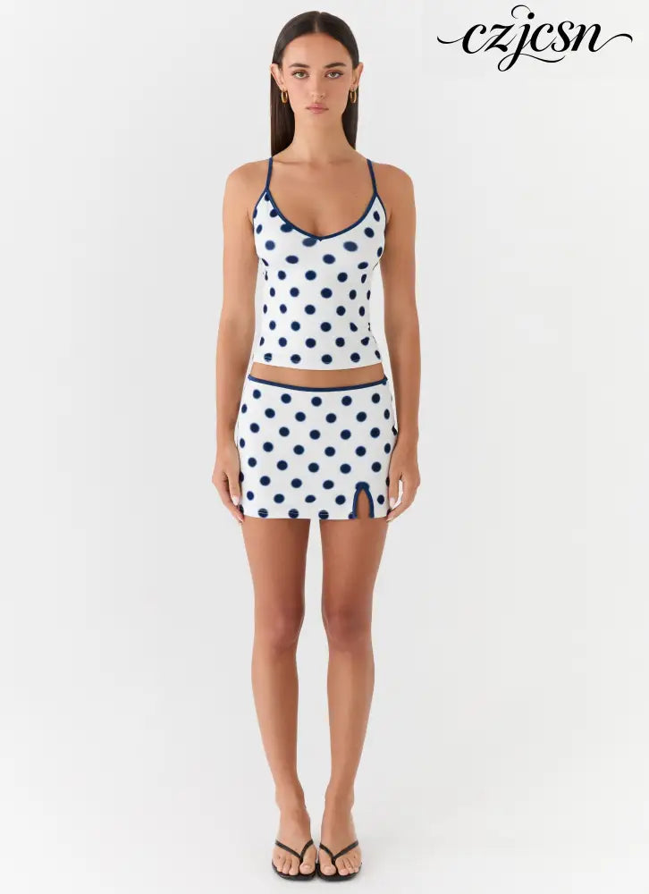 Elliot Top - Porcelain Blue Polka Dot - Tops