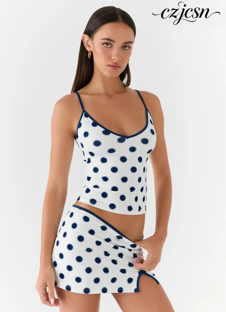 Elliot Top - Porcelain Blue Polka Dot - Tops