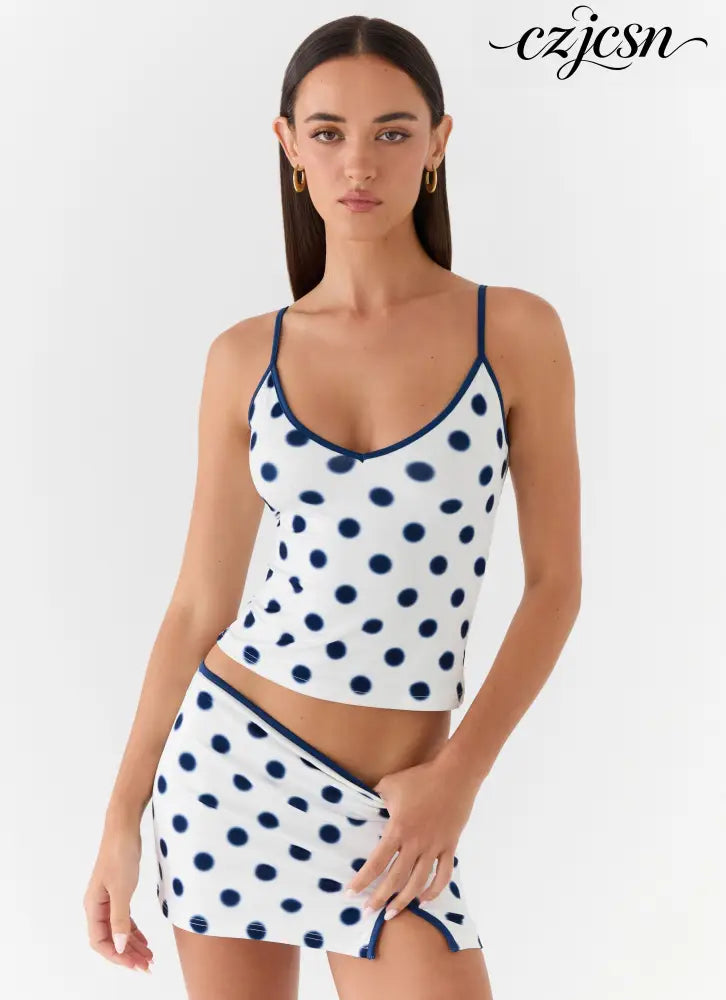 Elliot Top - Porcelain Blue Polka Dot - Tops