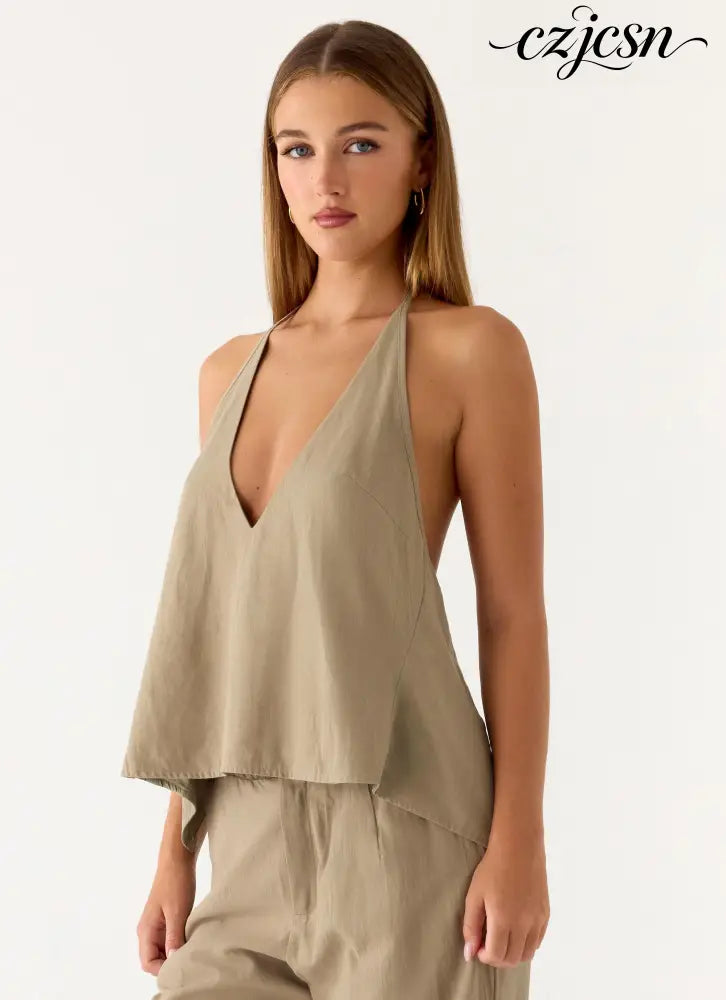 Ingrid Top - Sand Brown - Tops