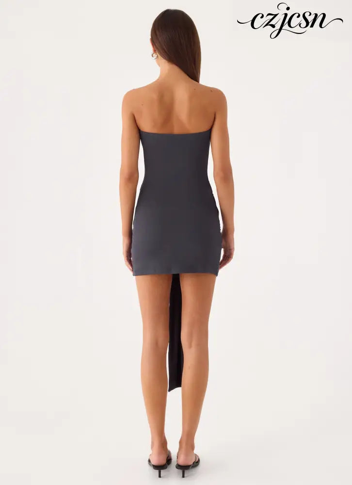 Jiliana Strapless Mini Dress - Charcoal - Mini Dresses