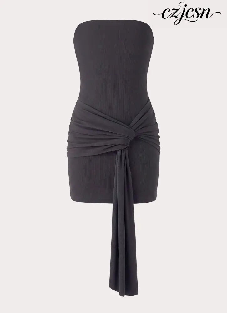 Jiliana Strapless Mini Dress - Charcoal - Mini Dresses