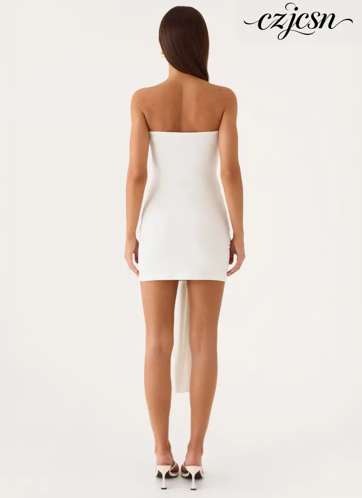 Jiliana Strapless Mini Dress - White - Mini Dresses