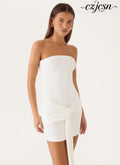 Jiliana Strapless Mini Dress - White - Mini Dresses