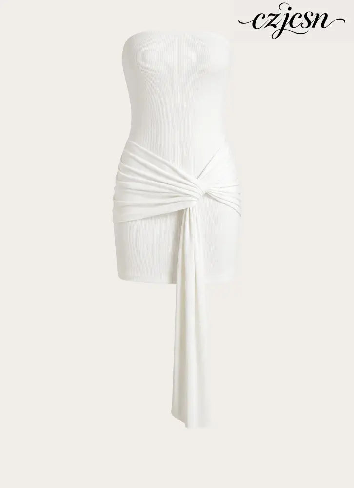 Jiliana Strapless Mini Dress - White - Mini Dresses