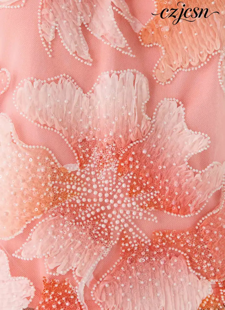 Julienne Beaded Top - Coral - Halter Tops