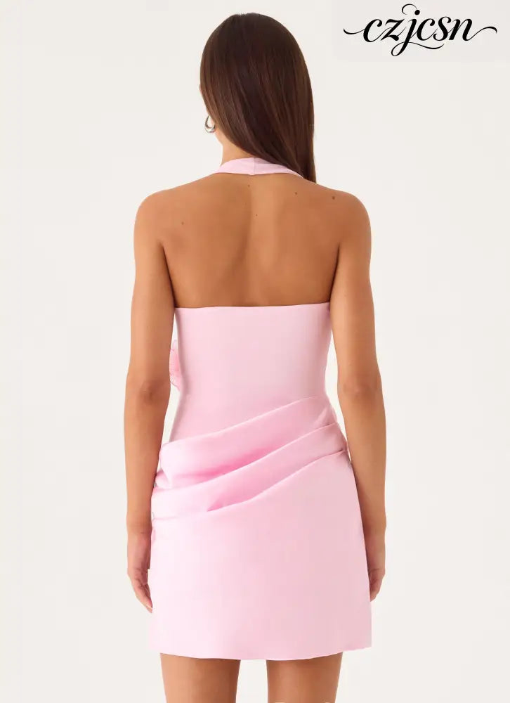 Kimana Halter Mini Dress - Pink - Mini Dresses