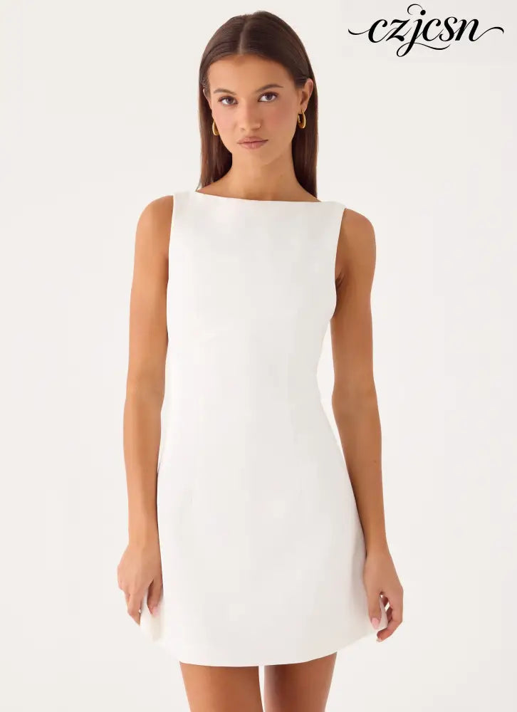 Lalita Mini Dress - White - Mini Dresses