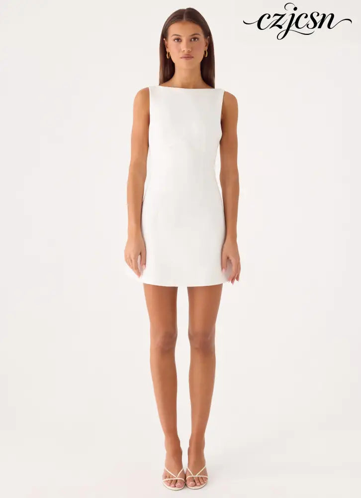 Lalita Mini Dress - White - Mini Dresses