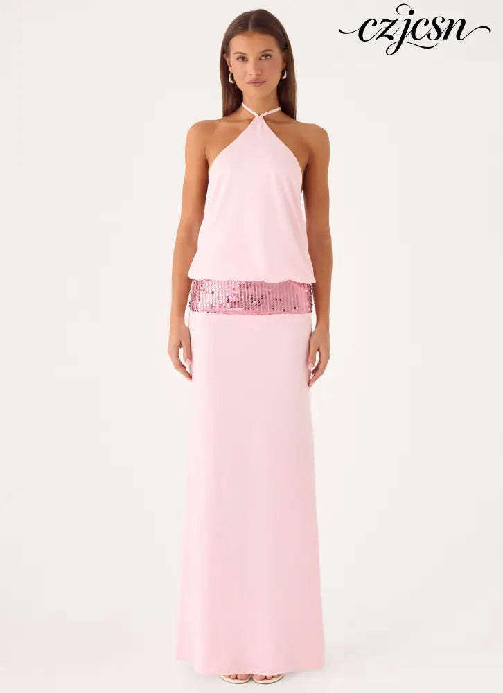Marcie Halter Maxi Dress - Pink - Maxi Dresses