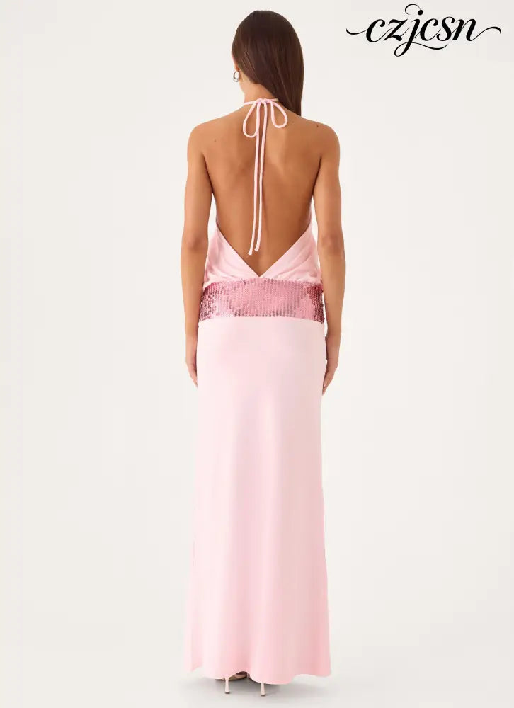 Marcie Halter Maxi Dress - Pink - Maxi Dresses