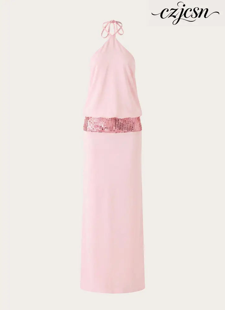 Marcie Halter Maxi Dress - Pink - Maxi Dresses
