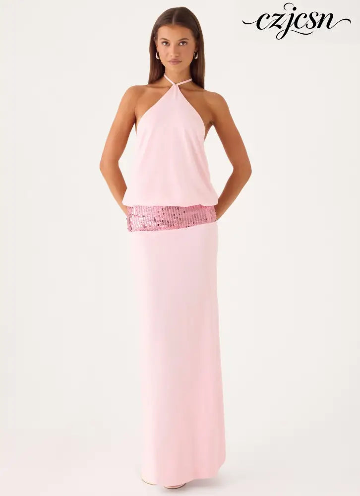 Marcie Halter Maxi Dress - Pink - Maxi Dresses