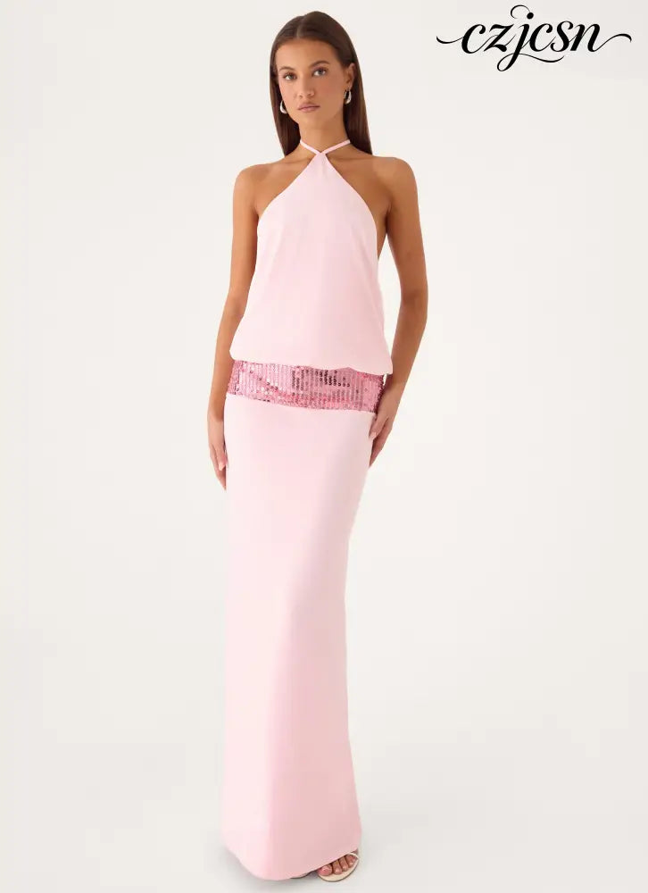Marcie Halter Maxi Dress - Pink - Maxi Dresses