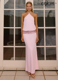 Marcie Halter Maxi Dress - Pink - Maxi Dresses