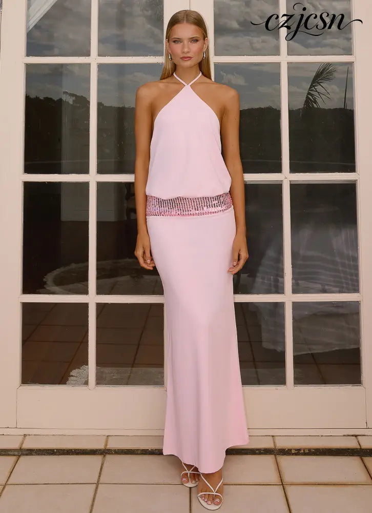 Marcie Halter Maxi Dress - Pink - Maxi Dresses