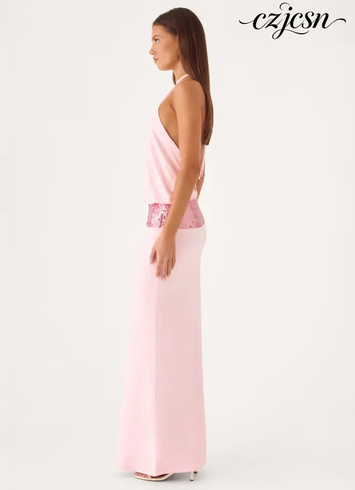 Marcie Halter Maxi Dress - Pink - Maxi Dresses