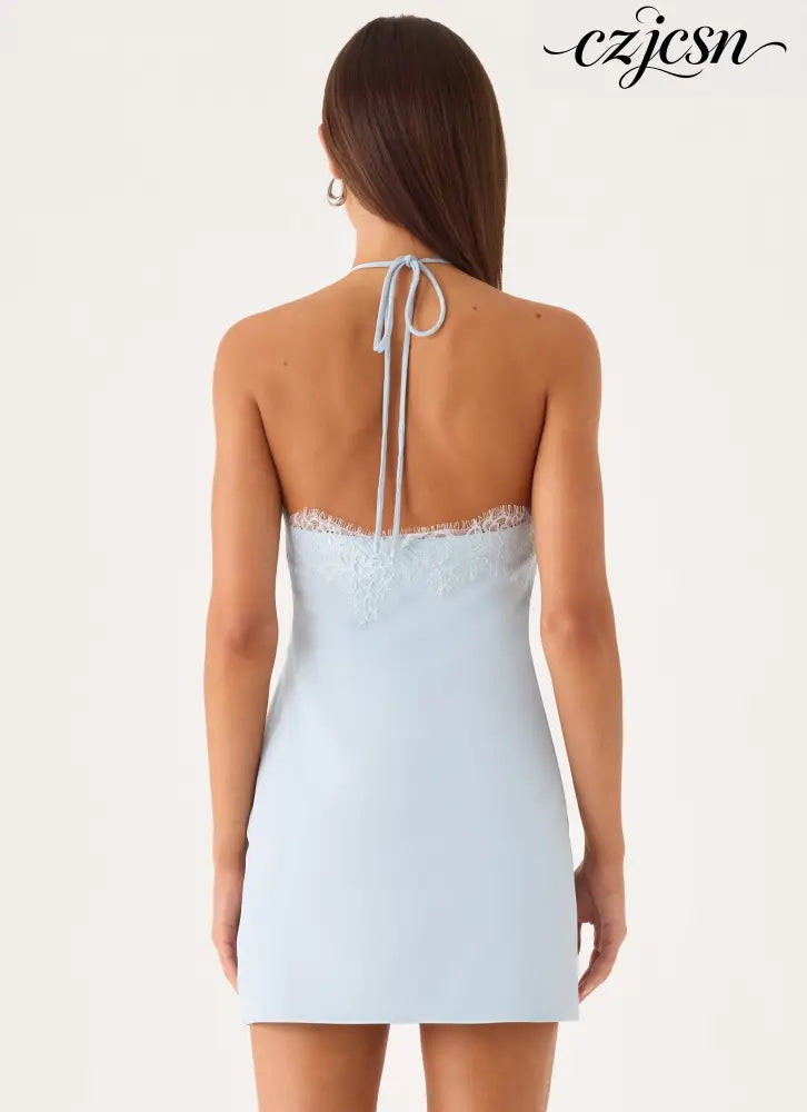 Samaria Halter Mini Dress - Mint - Mini Dresses