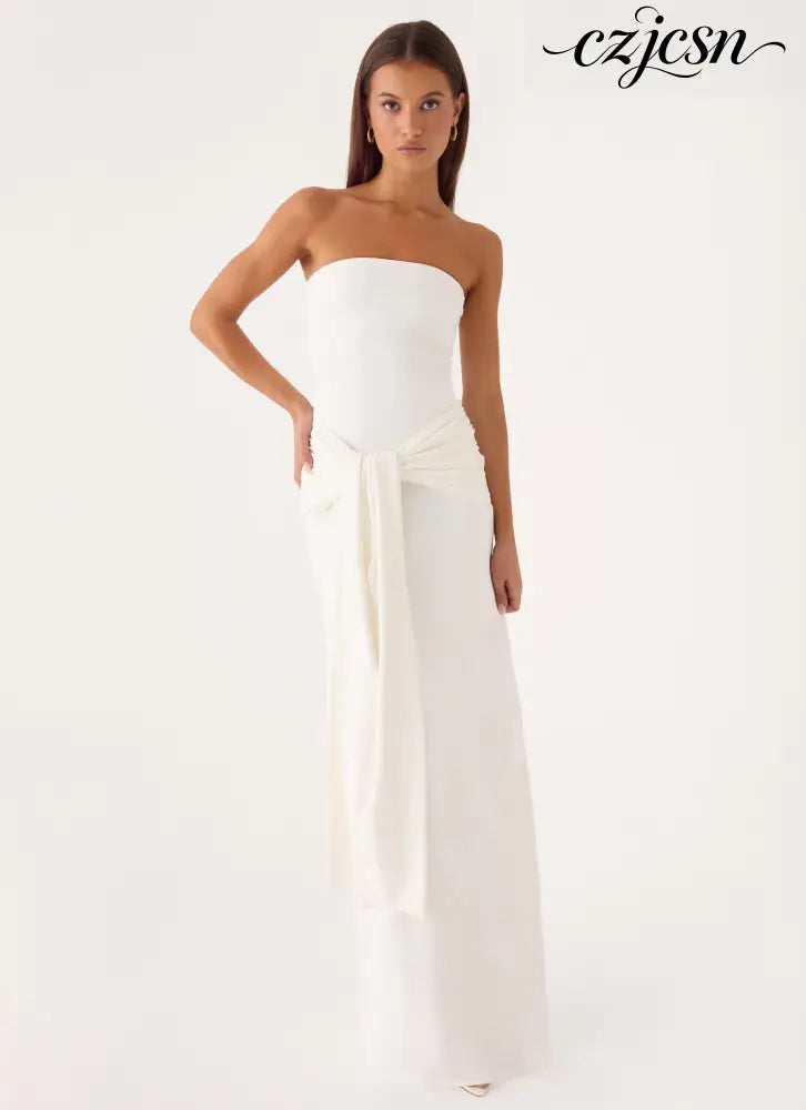 Stole My Heart Maxi Dress - White - Maxi Dresses